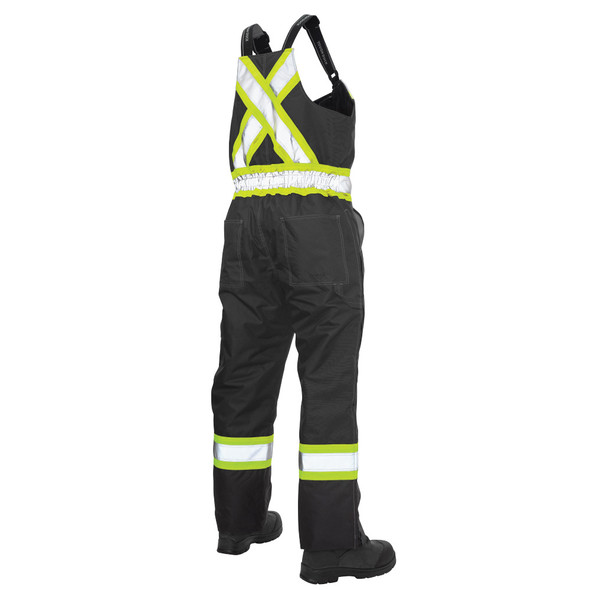 Type E Enhanced Vis Two-Tone X-Back Black Waterproof Insulated Overalls S876-BLK Back